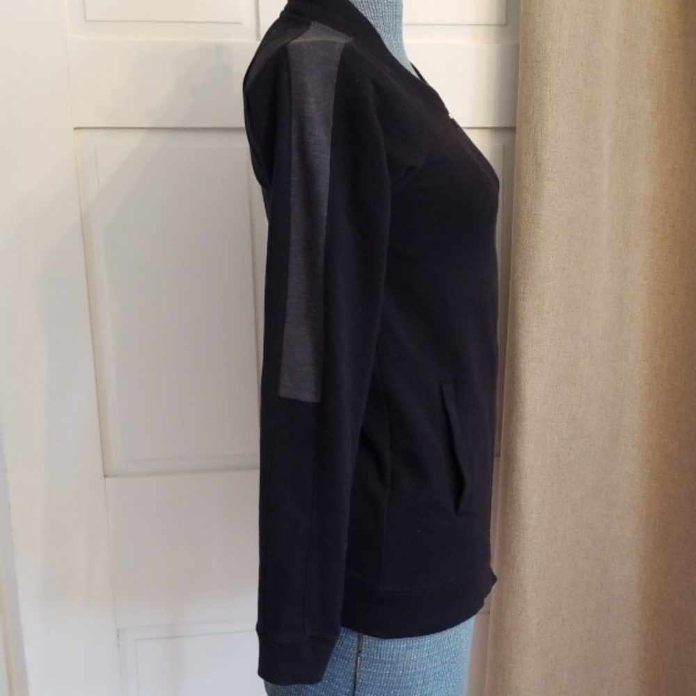 Black Cotton Full Zip Athletic Top